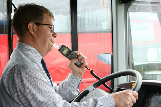 Volvo buss med alkolås