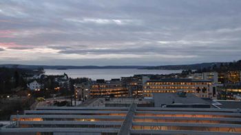 Solnedgang fra NEKs lokaler i Mustadsvei 1 på Lilleaker