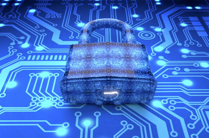 digital sikkerhetskonsept hengelås i elektronisk miljø.